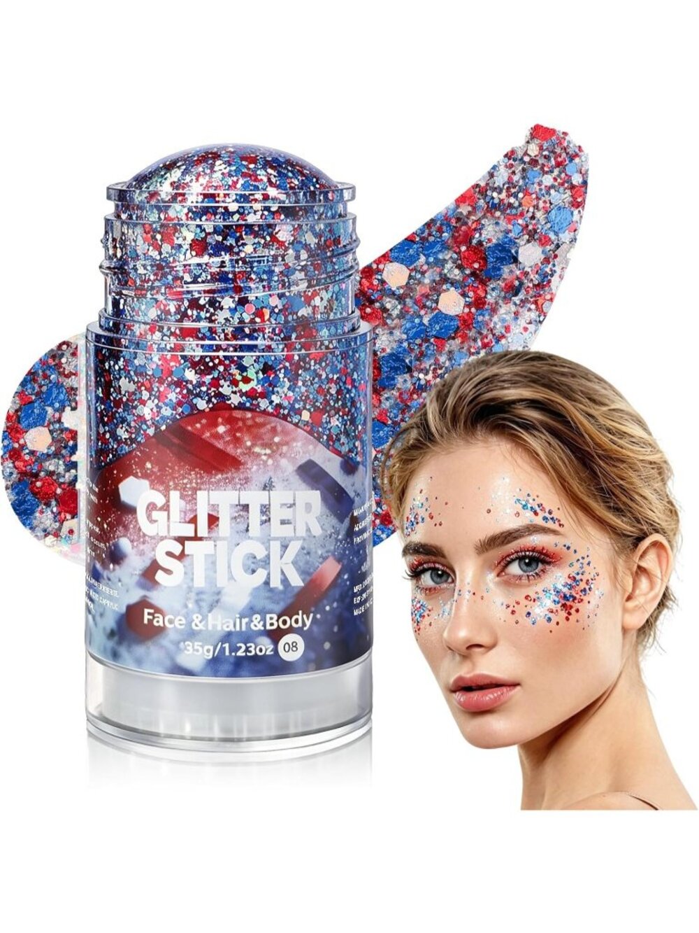 🎃Halloween Face Body Glitter Stick Red Whit Sparkly Hair Glitter Chunky Sequin